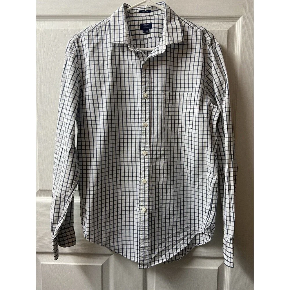J Crew Thompson Shirt Mens Large Blue White Button Up Dress Long Sleeved Preppy